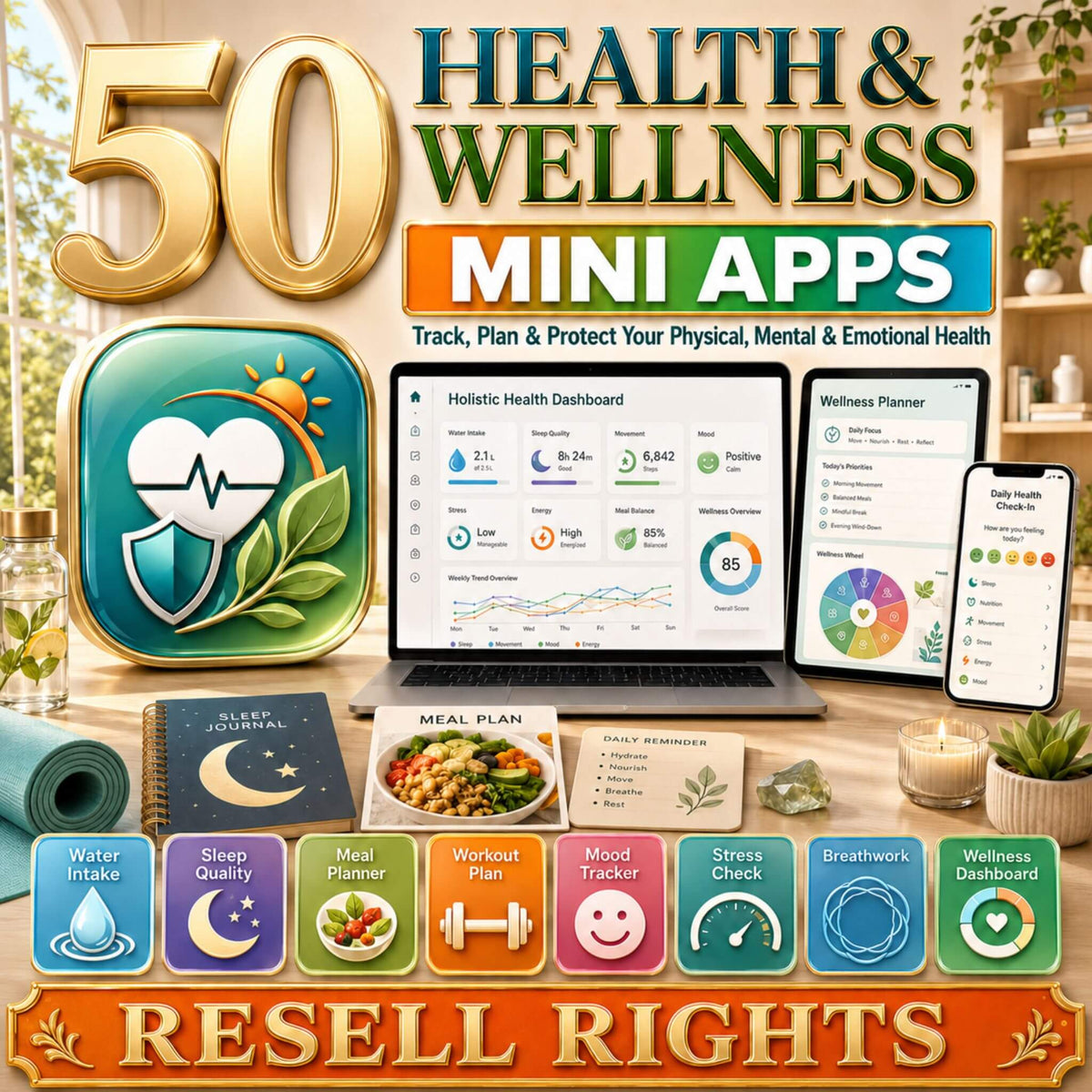 50 Mini Apps: Health & Wellness + Commercial Resell Rights