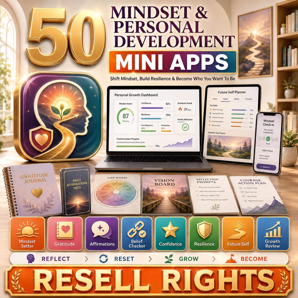 50 Mini Apps: Mindset & Personal Development + Commercial Resell Rights