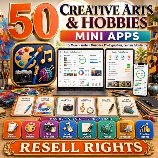 50 Mini Apps: Creative Arts & Hobbies + Commercial Resell Rights