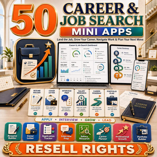 50 Mini Apps: Career & Job Search + Commercial Resell Rights
