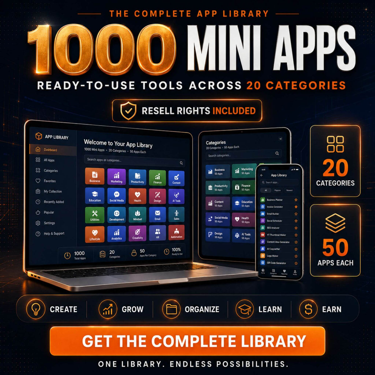 1,000 Mini Apps: All Categories + Commercial Resell Rights