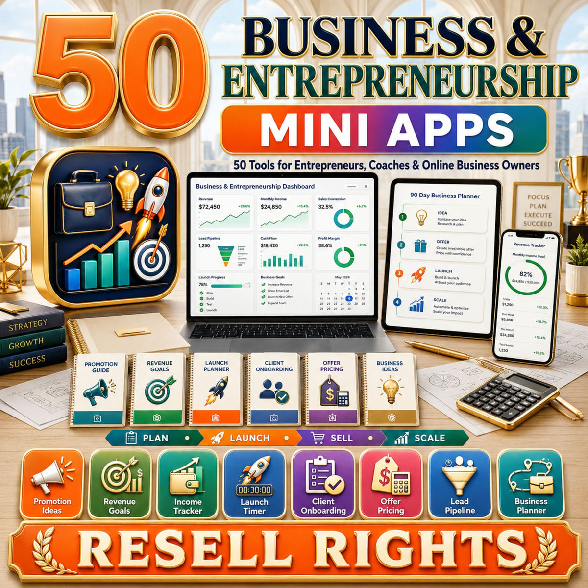 50 Mini Apps: Business & Entrepreneurship + Commercial Resell Rights