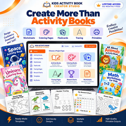 Kids Activity Book Creator Studio with Lifetime Access