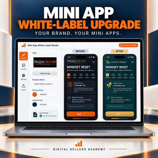 Mini App White-Label Upgrade showing Appisi branding before white-labeling and a customer brand after